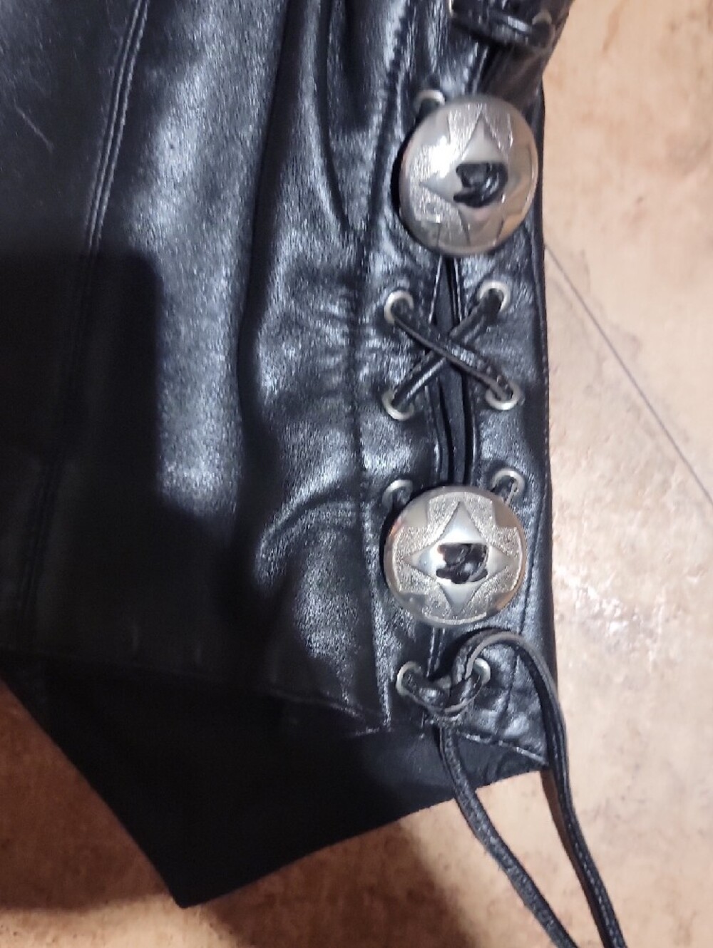 Fringe Leather Vest - Black - Picture 6 of 7